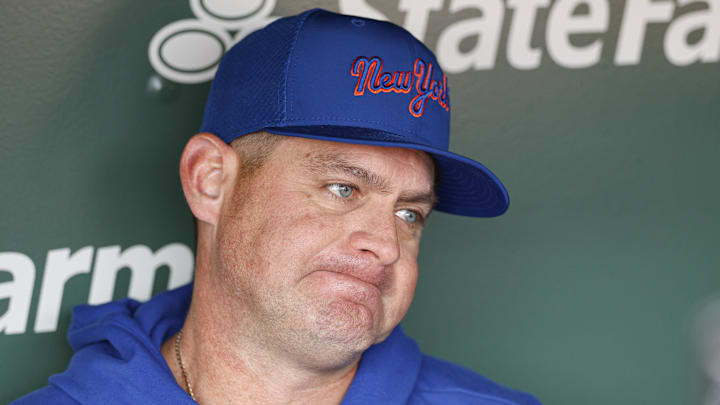 Apr 17, 2026; Chicago, Illinois, USA; New York Mets manager Carlos Mendoza (64) speaks before a baseball game against the Chicago Cubs at Wrigley Field. Mandatory Credit: Kamil Krzaczynski-Imagn Images