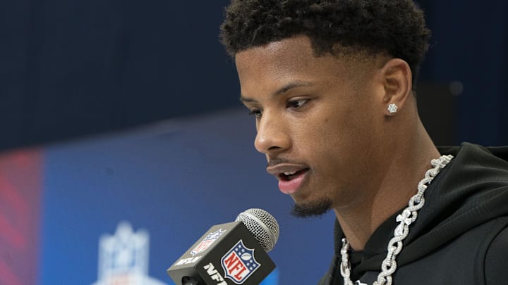 Texas wideout Matthew Golden speaks during a press conference Texas wideout Matthew Golden speaks during a press conference