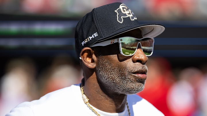 Oct 19, 2024; Tucson, Arizona, USA; Colorado Buffalos head coach Deion Sanders against the Arizona Wildcats at Arizona Stadium. Mandatory Credit: Mark J. Rebilas-Imagn Images