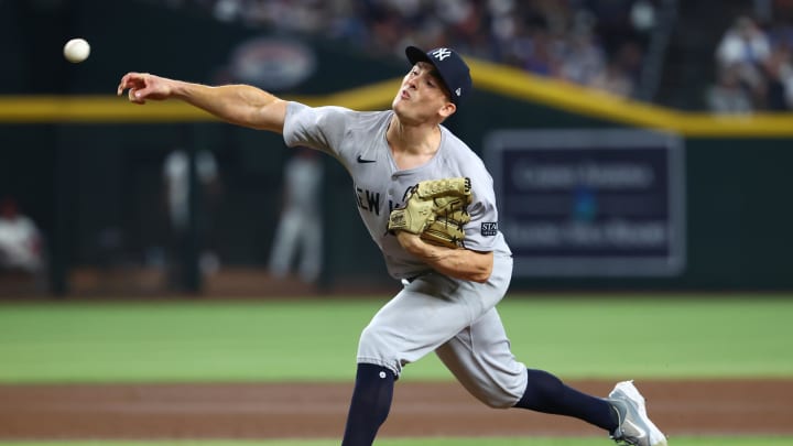 Apr 1, 2024; Phoenix, Arizona, USA; New York Yankees pitcher Nick Burdi against the Arizona