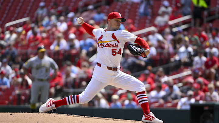 Sep 1, 2025; St. Louis, Missouri, USA; St. Louis Cardinals starting pitcher Sonny Gray (54) pitches against the Athletics during the first inning at Busch Stadium. Mandatory Credit: Jeff Curry-Imagn Images Sep 1, 2025; St. Louis, Missouri, USA; St. Louis Cardinals starting pitcher Sonny Gray (54) pitches against the Athletics during the first inning at Busch Stadium. Mandatory Credit: Jeff Curry-Imagn Images
