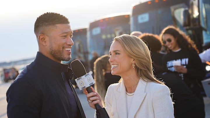 Jan 17, 2025; Atlanta, GA, USA; Notre Dame Fighting Irish head coach Marcus Freeman arrives at Hartsfield-Jackson Atlanta International Airport for the 2025 CFP National Championship game. 