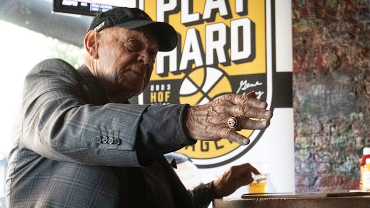 Former Purdue men’s basketball coach Gene Keady shakes the hand of an attendee Former Purdue men’s basketball coach Gene Keady shakes the hand of an attendee