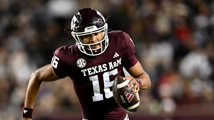 Nov 11, 2023; College Station, Texas, USA; Texas A&M Aggies quarterback Jaylen Henderson (16)