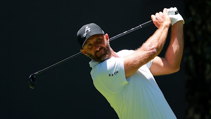 Dustin Johnson tees off during the third round of LIV Golf Mexico City