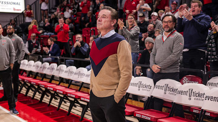 Pitino wears a sweater inspired by late St. John's coach Carnesecca Saturday against Kansas State.