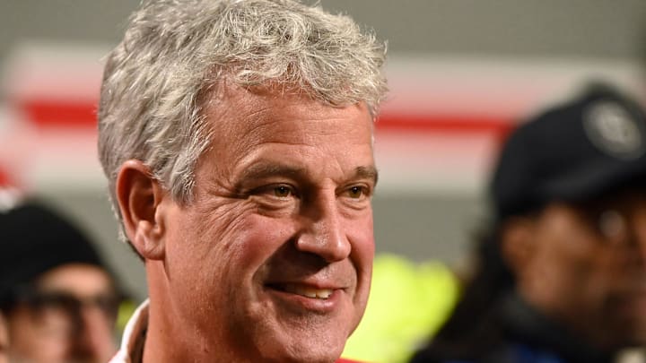 Nov 4, 2023; Raleigh, North Carolina, USA; North Carolina State Wolfpack athletic director Boo Corrigan looks on during the second half against the Miami Hurricanes at Carter-Finley Stadium.  Mandatory Credit: Rob Kinnan-Imagn Images