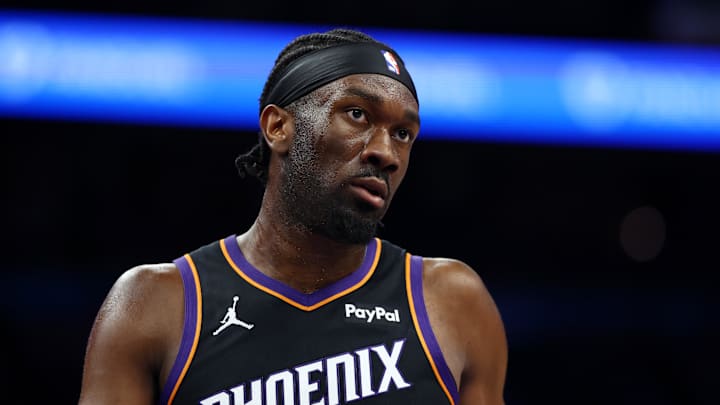 Dec 23, 2025; Phoenix, Arizona, USA; Phoenix Suns center Mark Williams (15) against the Los Angeles Lakers at Mortgage Matchup Center. Mandatory Credit: Mark J. Rebilas-Imagn Images
