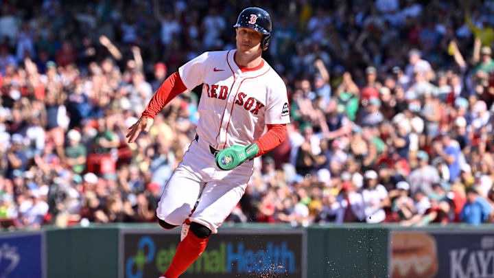 Aug 31, 2025; Boston, Massachusetts, USA; Boston Red Sox third baseman Alex Bregman (2) rounds the bases to score on a two run home run by left fielder Jarren Duran (16) (not pictured) during the fifth inning against the Pittsburgh Pirates at Fenway Park. Mandatory Credit: Eric Canha-Imagn Images Aug 31, 2025; Boston, Massachusetts, USA; Boston Red Sox third baseman Alex Bregman (2) rounds the bases to score on a two run home run by left fielder Jarren Duran (16) (not pictured) during the fifth inning against the Pittsburgh Pirates at Fenway Park. Mandatory Credit: Eric Canha-Imagn Images