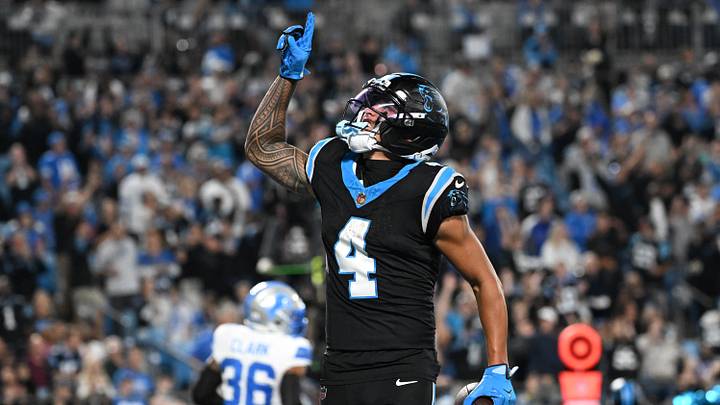 Oct 4, 2026; Charlotte, North Carolina, USA; Carolina Panthers wide receiver Tetairoa McMillan (4) reacts in the second half at Bank of America Stadium. Mandatory Credit: Bob Donnan-Imagn Images Oct 4, 2026; Charlotte, North Carolina, USA; Carolina Panthers wide receiver Tetairoa McMillan (4) reacts in the second half at Bank of America Stadium. Mandatory Credit: Bob Donnan-Imagn Images