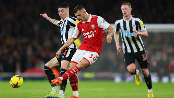 Granit Xhaka, Miguel Almiron, Sean Longstaff Granit Xhaka, Miguel Almiron, Sean Longstaff