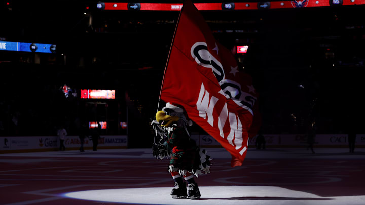 Slapshot, Washington Capitals Mandatory Credit: Amber Searls-Imagn Images