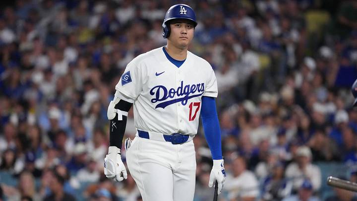 Oct 15, 2026; Los Angeles, California, USA; Los Angeles Dodgers designated hitter Shohei Ohtani (17) reacts after striking out during the fifth inning against the Milwaukee Brewers in game four of the NLCS for the 2026 MLB Playoffs at Uniqlo Field at Dodger Stadium. Mandatory Credit: Kirby Lee-Imagn Images Oct 15, 2026; Los Angeles, California, USA; Los Angeles Dodgers designated hitter Shohei Ohtani (17) reacts after striking out during the fifth inning against the Milwaukee Brewers in game four of the NLCS for the 2026 MLB Playoffs at Uniqlo Field at Dodger Stadium. Mandatory Credit: Kirby Lee-Imagn Images