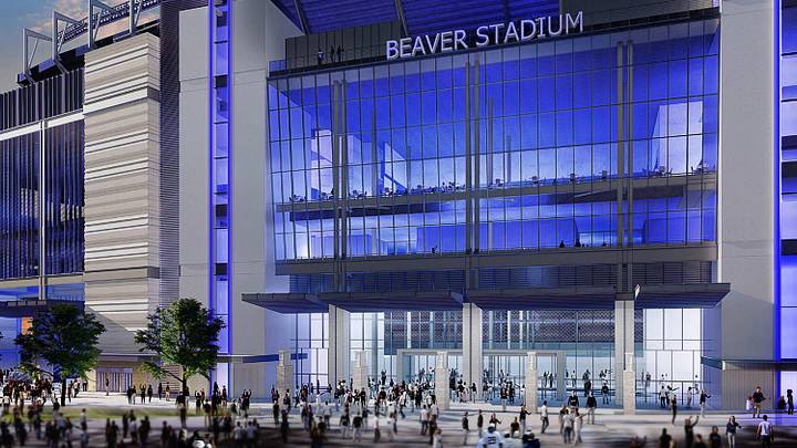 A rendering of the proposed renovation of Penn State's Beaver Stadium, which is scheduled for completion in 2027. A rendering of the proposed renovation of Penn State's Beaver Stadium, which is scheduled for completion in 2027.