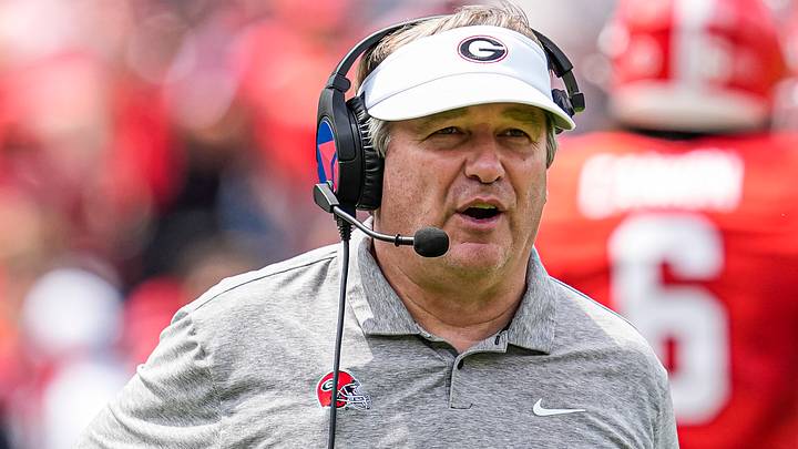 Georgia Bulldogs head coach Kirby Smart reacts on the field Georgia Bulldogs head coach Kirby Smart reacts on the field