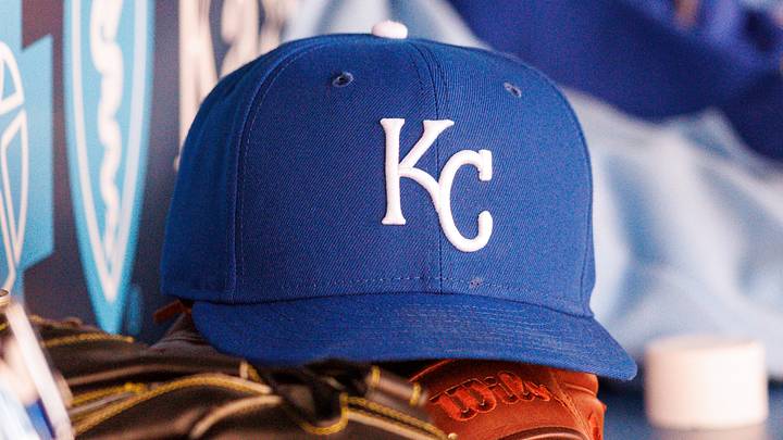 Kansas City Royals hat sits in the dugout