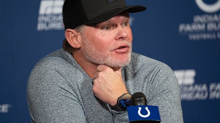 Indianapolis Colts General Manager Chris Ballard speaks with media Thursday, Jan. 8, 2026, at the Colts practice facility in Indianapolis.
