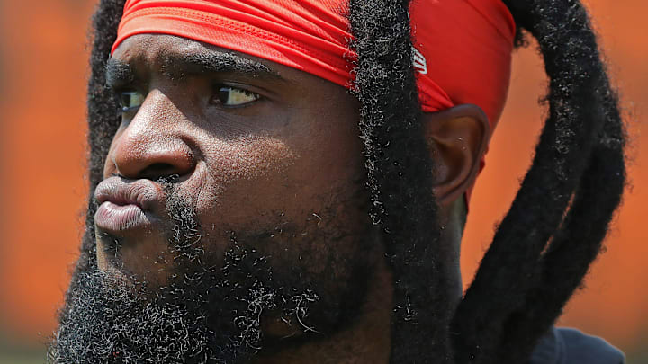 Cleveland Browns wide receiver Diontae Johnson (16) walks off the field after practice at NFL minicamp, Wednesday, June 11, 2025, in Berea, Ohio.