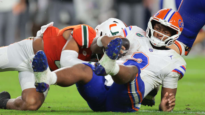 Florida Gators quarterback DJ Lagway was sacked four times against Miami.