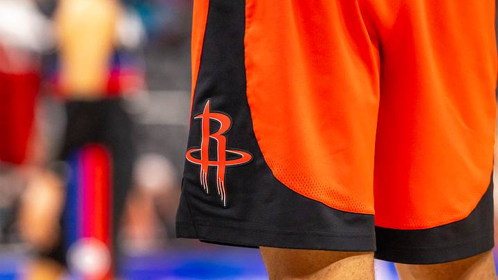 Jan 23, 2026; Detroit, Michigan, USA; A detailed view of the Houston Rockets logo on a players shorts during the second half against the Detroit Pistons at Little Caesars Arena. Mandatory Credit: David Reginek-Imagn Images Jan 23, 2026; Detroit, Michigan, USA; A detailed view of the Houston Rockets logo on a players shorts during the second half against the Detroit Pistons at Little Caesars Arena. Mandatory Credit: David Reginek-Imagn Images