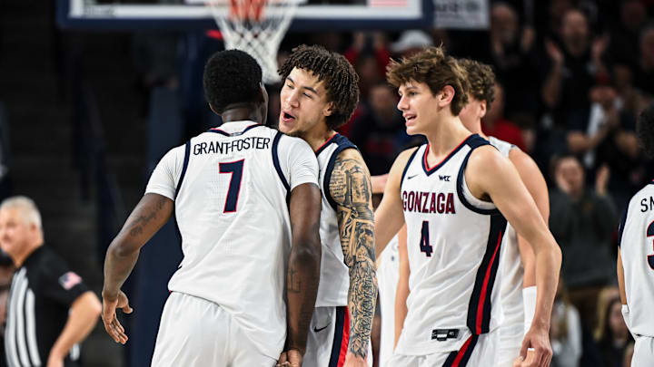 Gonzaga Bulldogs Tyon Grant-Foster, Jalen Warley and Davis Fogle. Gonzaga Bulldogs Tyon Grant-Foster, Jalen Warley and Davis Fogle.
