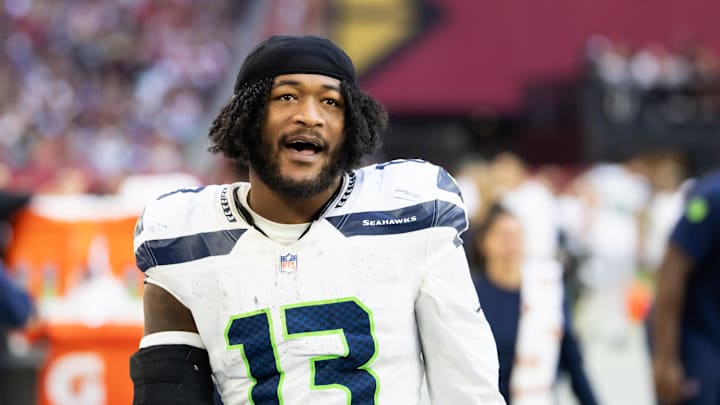 Dec 8, 2024; Glendale, Arizona, USA; Seattle Seahawks linebacker Ernest Jones IV (13) against the Arizona Cardinals at State Farm Stadium. Mandatory Credit: Mark J. Rebilas-Imagn Images