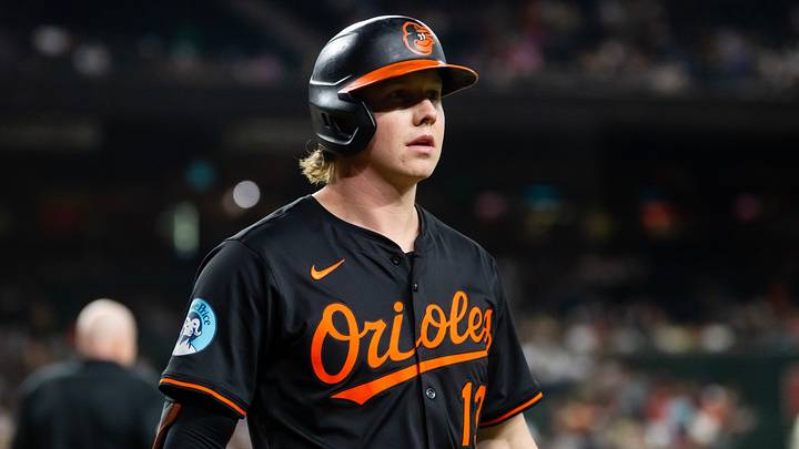Apr 7, 2025; Phoenix, Arizona, USA; Baltimore Orioles outfielder Heston Kjerstad against the Arizona Diamondbacks at Chase Field. Mandatory Credit: Mark J. Rebilas-Imagn Images Apr 7, 2025; Phoenix, Arizona, USA; Baltimore Orioles outfielder Heston Kjerstad against the Arizona Diamondbacks at Chase Field. Mandatory Credit: Mark J. Rebilas-Imagn Images