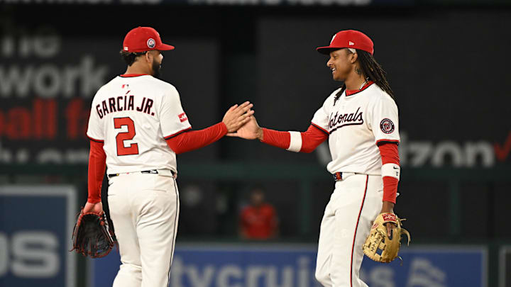 Washington Nationals infielders Luis Garcia Jr. and CJ Abrams Washington Nationals infielders Luis Garcia Jr. and CJ Abrams