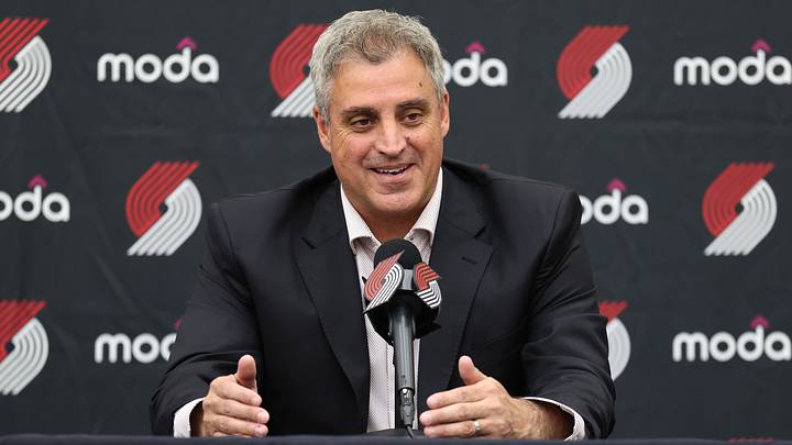 Jun 25, 2026; Portland, OR, USA;  Portland Trail Blazers head coach Micah Nori answers questions from the press conference at the Trail Blazers Practice Facility. Mandatory Credit: Jaime Valdez-Imagn Images