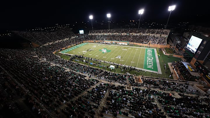Oct 10, 2025; Denton, Texas, USA; A general view of DATCU Stadium during the first half of a game between the North Texas Mean Green and the South Florida Bulls Mandatory Credit: Raymond Carlin III-Imagn Images