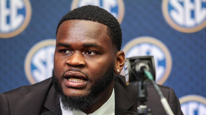 Jul 16, 2025; Atlanta, GA, USA; Florida State Gators defensive lineman Caleb Banks answers questions from the media during the SEC Media Days at Omni Atlanta Hotel. Mandatory Credit: Jordan Godfree-Imagn Images Jul 16, 2025; Atlanta, GA, USA; Florida State Gators defensive lineman Caleb Banks answers questions from the media during the SEC Media Days at Omni Atlanta Hotel. Mandatory Credit: Jordan Godfree-Imagn Images