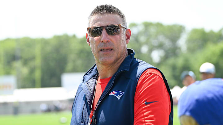 Jul 28, 2025; Foxborough, MA, USA; New England Patriots head coach Mike Vrabel leaves the practice fields after training camp at Gillette Stadium. Mandatory Credit: Eric Canha-Imagn Images