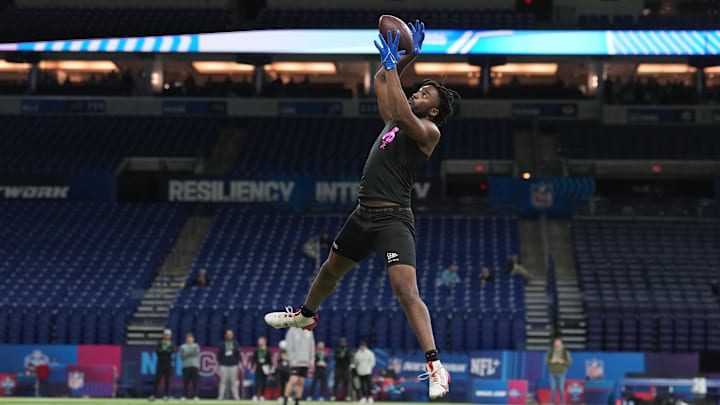 SMU tight end RJ Maryland (TE16) during the NFL Scouting Combine