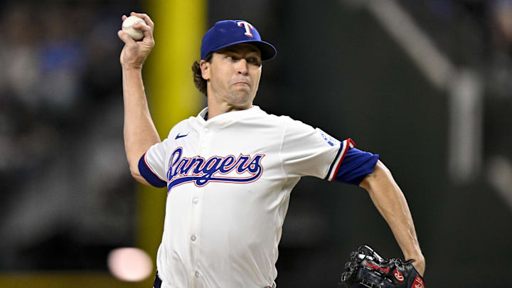 Texas Rangers starting pitcher Jacob deGrom (48) throws the ball during the third inning against the Minnesota Twins at Globe Life Field. Texas Rangers starting pitcher Jacob deGrom (48) throws the ball during the third inning against the Minnesota Twins at Globe Life Field.