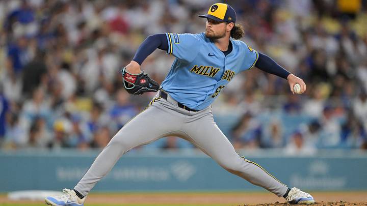 Aug 13, 2026; Los Angeles, California, USA; Milwaukee Brewers starting pitcher Shane Drohan (55) pitches during the second inning against the Los Angeles Dodgers at Dodger Stadium. Mandatory Credit: Jayne Kamin-Oncea-Imagn Images Aug 13, 2026; Los Angeles, California, USA; Milwaukee Brewers starting pitcher Shane Drohan (55) pitches during the second inning against the Los Angeles Dodgers at Dodger Stadium. Mandatory Credit: Jayne Kamin-Oncea-Imagn Images