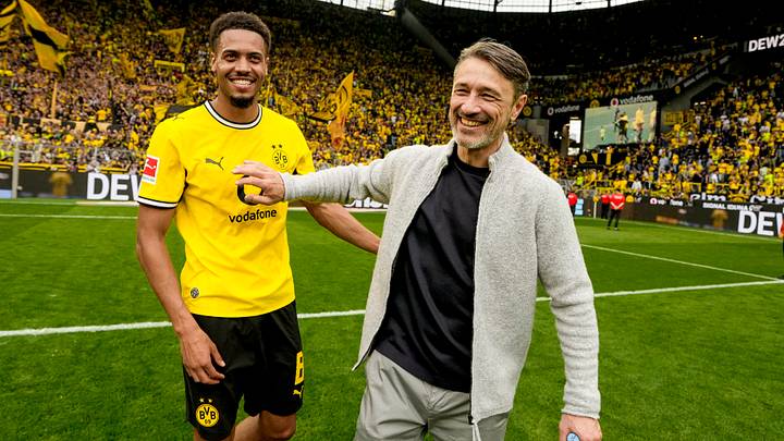 Niko Kovac nach dem Heimsieg über Paderborn mit Felix Nmecha Niko Kovac nach dem Heimsieg über Paderborn mit Felix Nmecha