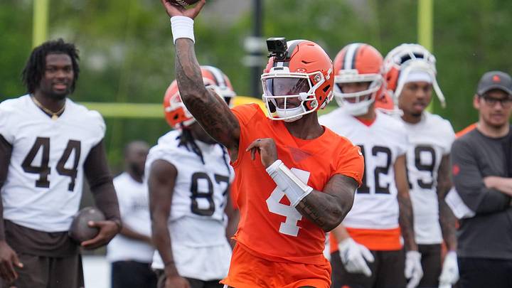 Deshaun Watson throws at the Browns OTA in Berea on May 27, 2026. Deshaun Watson throws at the Browns OTA in Berea on May 27, 2026.