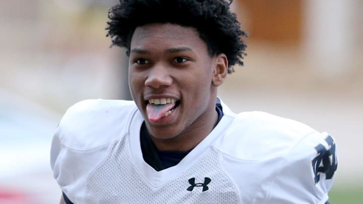 Notre Dame cornerback Christian Gray (29) at Notre Dame spring football practice Thursday, March 7,