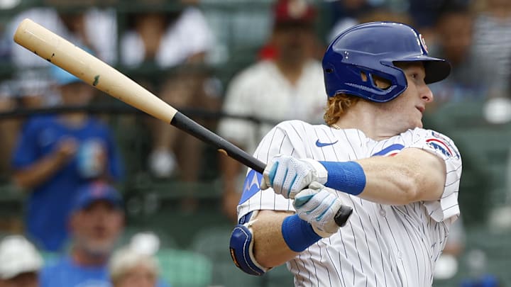 Chicago Cubs right fielder Owen Caissie. Chicago Cubs right fielder Owen Caissie.