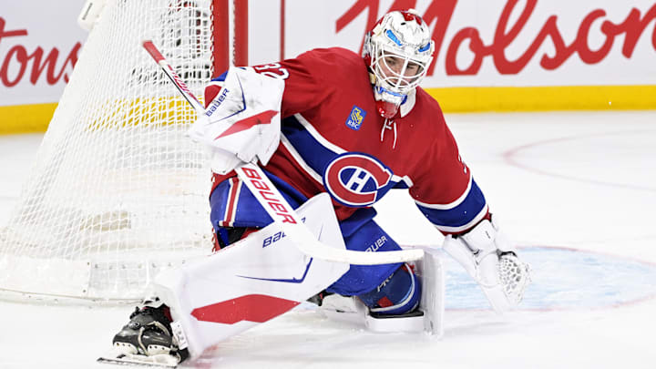 Dec 20, 2025; Montreal, Quebec, CAN; Montreal Canadiens goalie Jacob Fowler (32) makes a pad save during the third period of the game against the Pittsburgh Penguins at the Bell Centre. Mandatory Credit: Eric Bolte-Imagn Images Dec 20, 2025; Montreal, Quebec, CAN; Montreal Canadiens goalie Jacob Fowler (32) makes a pad save during the third period of the game against the Pittsburgh Penguins at the Bell Centre. Mandatory Credit: Eric Bolte-Imagn Images