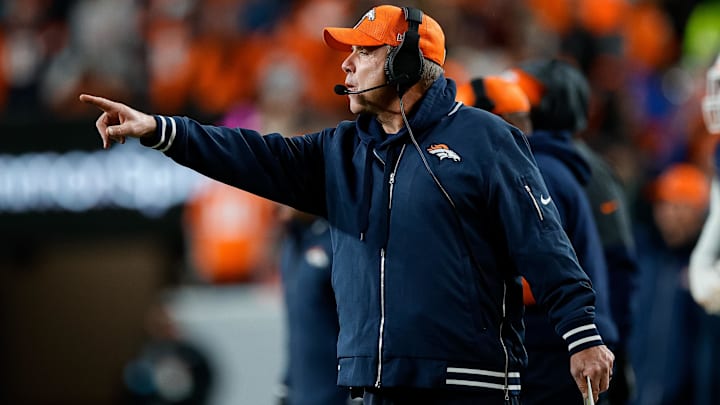Dec 2, 2024; Denver, Colorado, USA; Denver Broncos head coach Sean Payton in the fourth quarter against the Cleveland Browns at Empower Field at Mile High. 