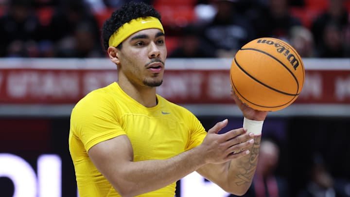 Feb 24, 2026; Salt Lake City, Utah, USA; Iowa State Cyclones guard Tamin Lipsey (3) warms up before the game against the Utah Utes at Jon M. Huntsman Center.