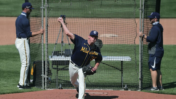 Trey Supak during the Brewers alternate training camp on Friday, July 24, 2020, on Neuroscience Group Field at Fox Cities Stadium in Grand Chute, Wis. Trey Supak during the Brewers alternate training camp on Friday, July 24, 2020, on Neuroscience Group Field at Fox Cities Stadium in Grand Chute, Wis.
