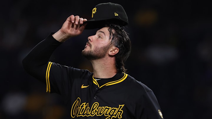 Sep 16, 2025; Pittsburgh, Pennsylvania, USA;  Pittsburgh Pirates starting pitcher Paul Skenes (30) pitches against the Chicago Cubs during the third inning at PNC Park. Mandatory Credit: Charles LeClaire-Imagn Images