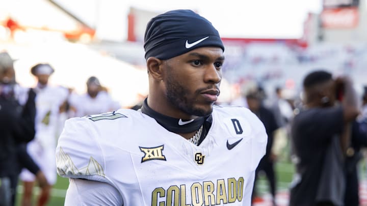 Oct 19, 2024; Tucson, Arizona, USA; Colorado Buffalos safety Shilo Sanders (21) against the Arizona Wildcats at Arizona Stadium. Mandatory Credit: Mark J. Rebilas-Imagn Images