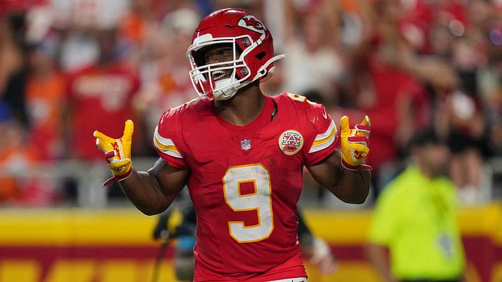 Sep 14, 2026; Kansas City, Missouri, USA; Kansas City Chiefs running back Kenneth Walker III (9) reacts after scoring a touchdown against the Denver Broncos at GEHA Field at Arrowhead Stadium. Mandatory Credit: Jay Biggerstaff-Imagn Images Sep 14, 2026; Kansas City, Missouri, USA; Kansas City Chiefs running back Kenneth Walker III (9) reacts after scoring a touchdown against the Denver Broncos at GEHA Field at Arrowhead Stadium. Mandatory Credit: Jay Biggerstaff-Imagn Images