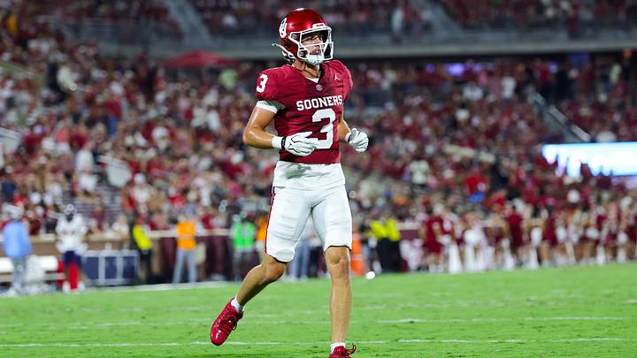 Sep 4, 2026; Norman, Oklahoma, USA; Oklahoma Sooners wide receiver Parker Livingstone (3) in action against the UTEP Miners at Gaylord Family-Oklahoma Memorial Stadium. Mandatory Credit: Kevin Jairaj-Imagn Images Sep 4, 2026; Norman, Oklahoma, USA; Oklahoma Sooners wide receiver Parker Livingstone (3) in action against the UTEP Miners at Gaylord Family-Oklahoma Memorial Stadium. Mandatory Credit: Kevin Jairaj-Imagn Images