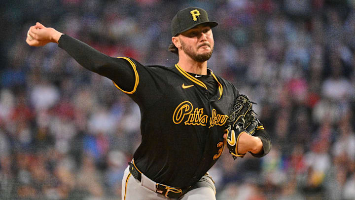 Aug 29, 2025; Boston, Massachusetts, USA; Pittsburgh Pirates starting pitcher Paul Skenes (30) pitches against the Boston Red Sox during the first inning at Fenway Park. Mandatory Credit: Eric Canha-Imagn Images Aug 29, 2025; Boston, Massachusetts, USA; Pittsburgh Pirates starting pitcher Paul Skenes (30) pitches against the Boston Red Sox during the first inning at Fenway Park. Mandatory Credit: Eric Canha-Imagn Images