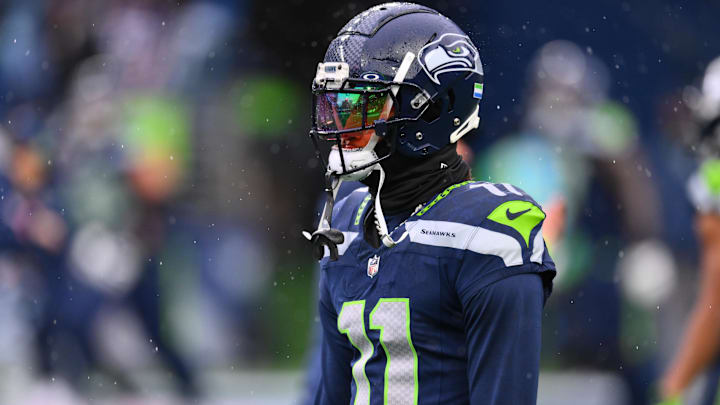 Seattle Seahawks wide receiver Jaxon Smith-Njigba during warmups before the game against the Minnesota Vikings.