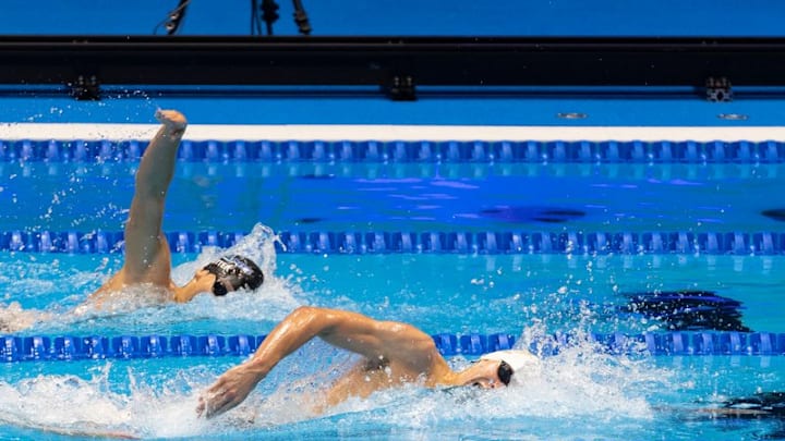 Former Missouri swimmer Jack Dahlgren swimming in the 50 free preliminary race at the Toyota U.S. Open Championship on December 5, 2024. 